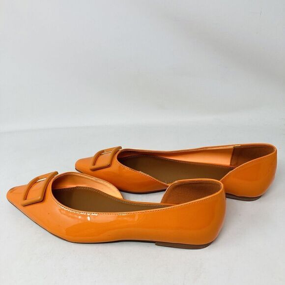 ASOS Legendary Pointed Ballet Flats Patent Orange Spring Summer Shoes US 9 - Picture 8 of 13